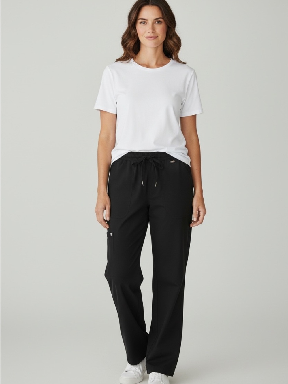 Grey's Anatomy Black Drawstring Wide-Leg Scrubs